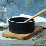MANGKOK HITAM TEXTURE GARIS 5'