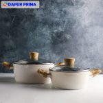 CASEROLE+LID WHITE GRANITE 20CM